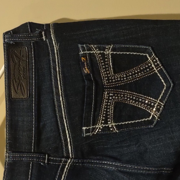 Seven7 Boot Cut Jeans Denim Dark Blue Jeans - Picture 6 of 8